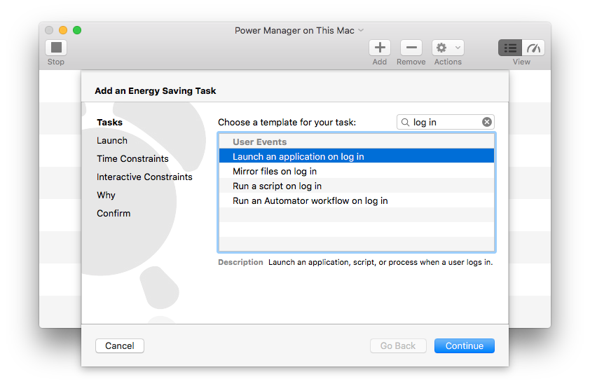 What is event manager app on mac catalina